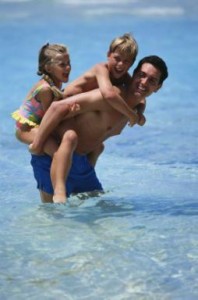 Dad & Kids in water